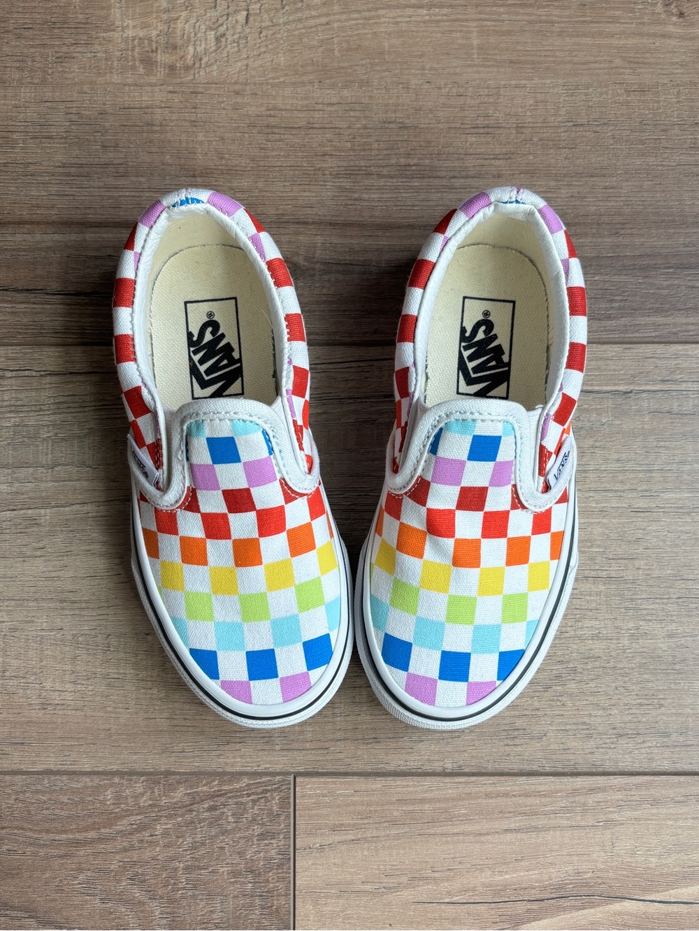 Vans Kids Slip-On Checkerboard Sneakers in Rainbow Colors